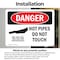 Signmission Hot Surface Sign, 7 in H x 10 in W, Vinyl Decal, Hot Pipes Do Not Touch OS-2PACK-DS-D-710-L-1362 - alternate 2